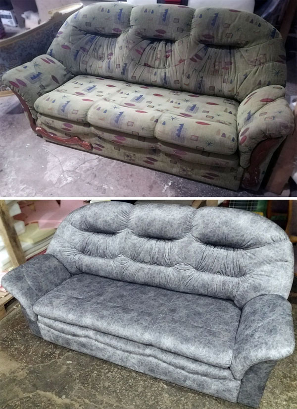 Реставрация дивана из кожзама